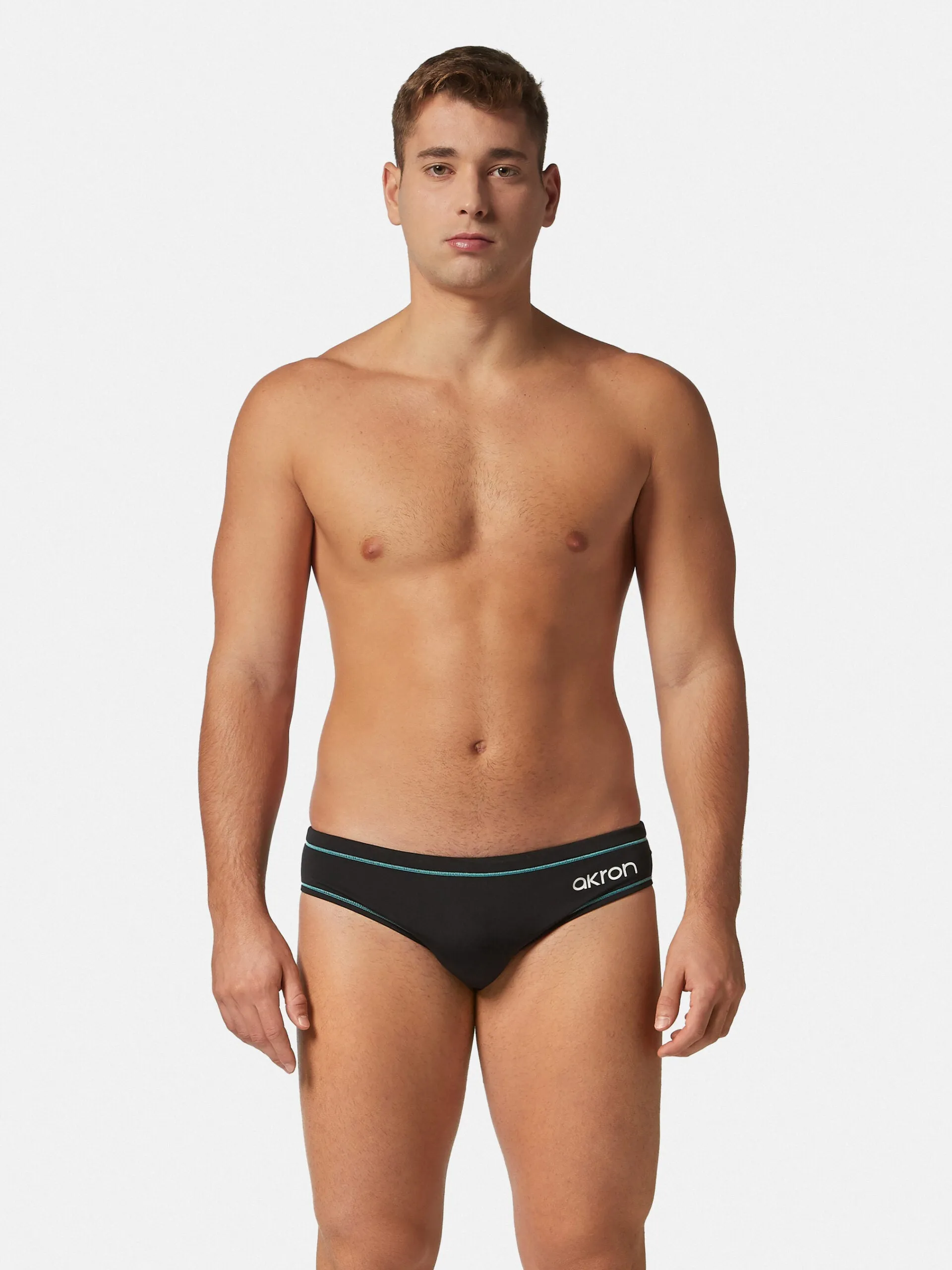 COSTUME AKRON ITALIA UOMO SLIP NUOTO PISCINA BICOLOR NERO CELESTE