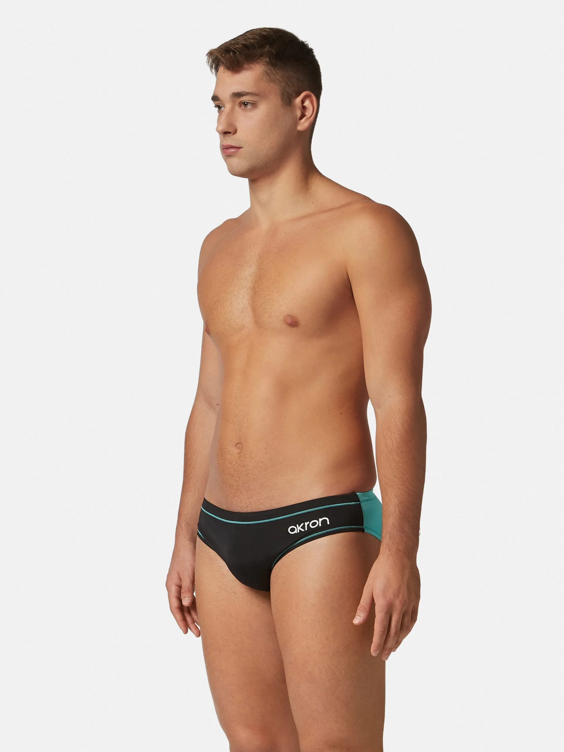 COSTUME AKRON ITALIA UOMO SLIP NUOTO PISCINA BICOLOR NERO CELESTE