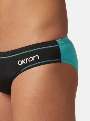 COSTUME AKRON ITALIA UOMO SLIP NUOTO PISCINA BICOLOR NERO CELESTE