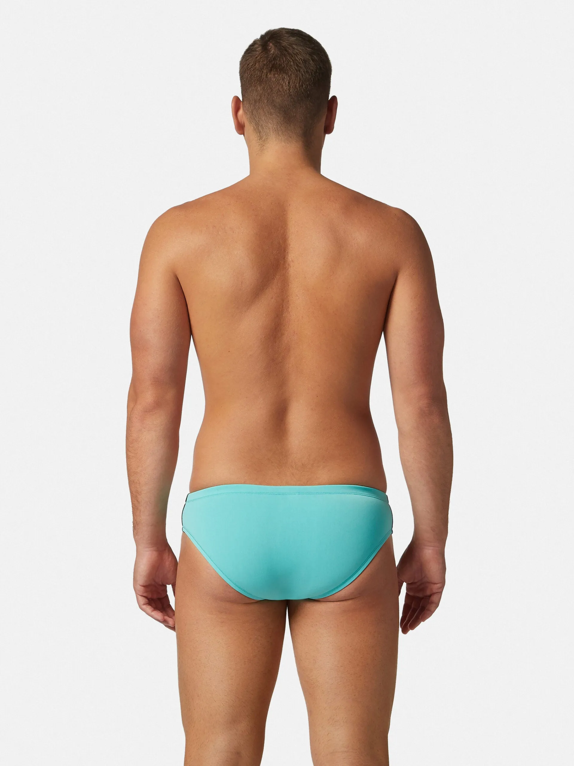 COSTUME AKRON ITALIA UOMO SLIP NUOTO PISCINA BICOLOR NERO CELESTE