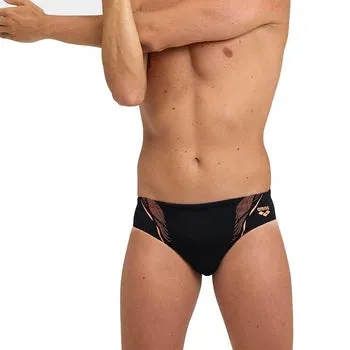 COSTUME ARENA UOMO SLIP NUOTO PISCINA NERO ARANCIO BRIEF