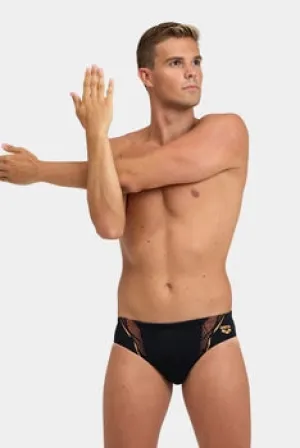 COSTUME ARENA UOMO SLIP NUOTO PISCINA NERO ARANCIO BRIEF