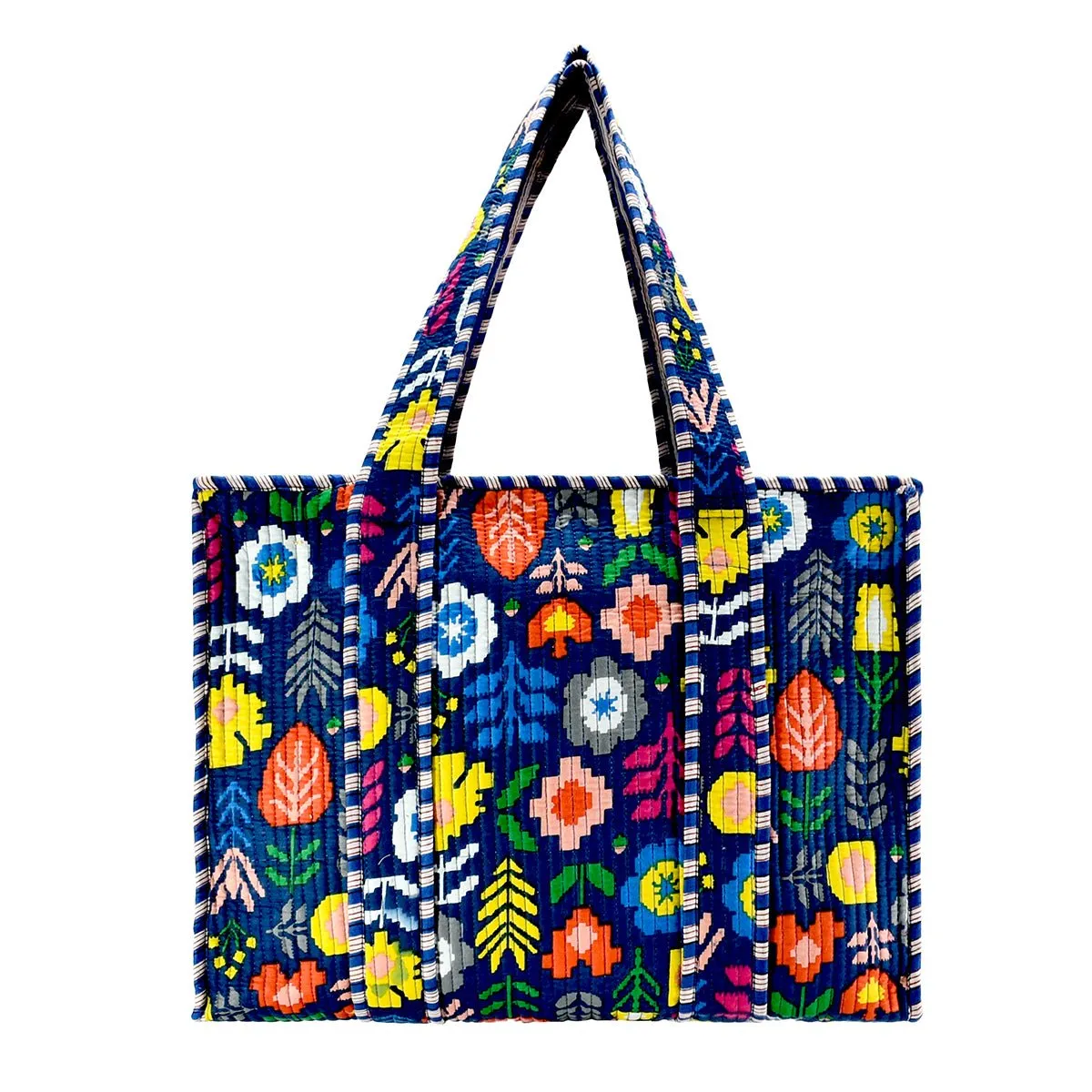 Cotton Block Print Tote Bag- Small & Large
