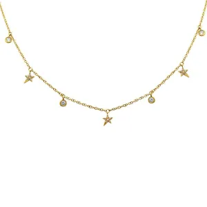 Diamond Bezel and Star Confetti Necklace