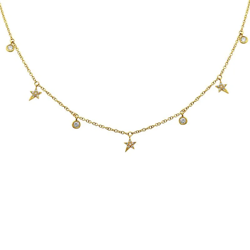 Diamond Bezel and Star Confetti Necklace