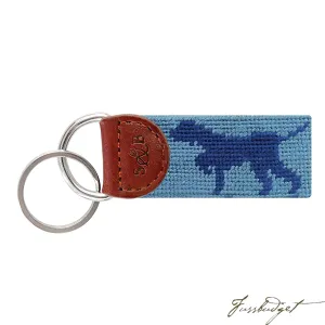 Dog on Point Needlepoint Key Fob
