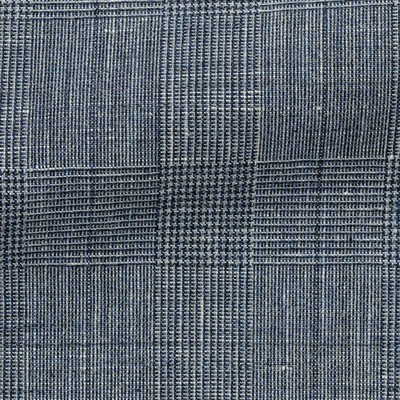 Drago Cool Blue Mélange Linen & Wool Glencheck with Navy Windowpane
