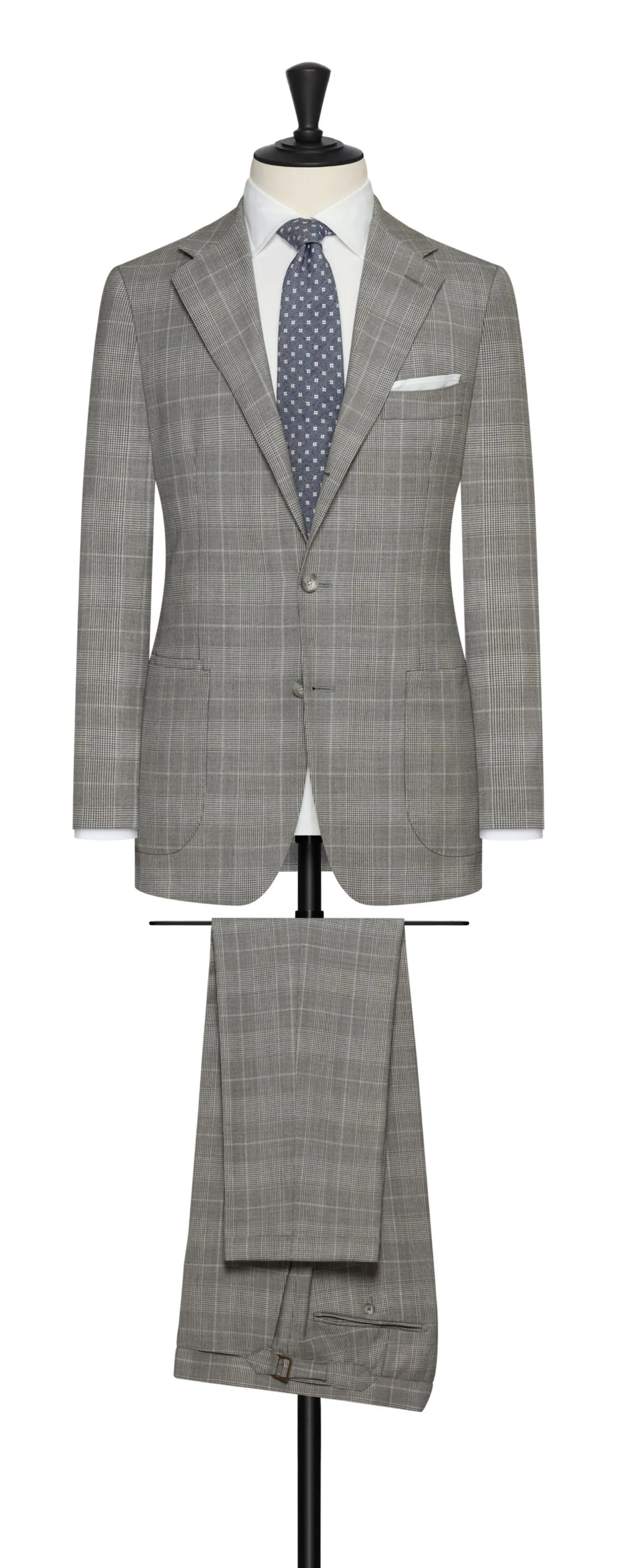 Drago Light Grey S130 Wool With Ivory Glencheck
