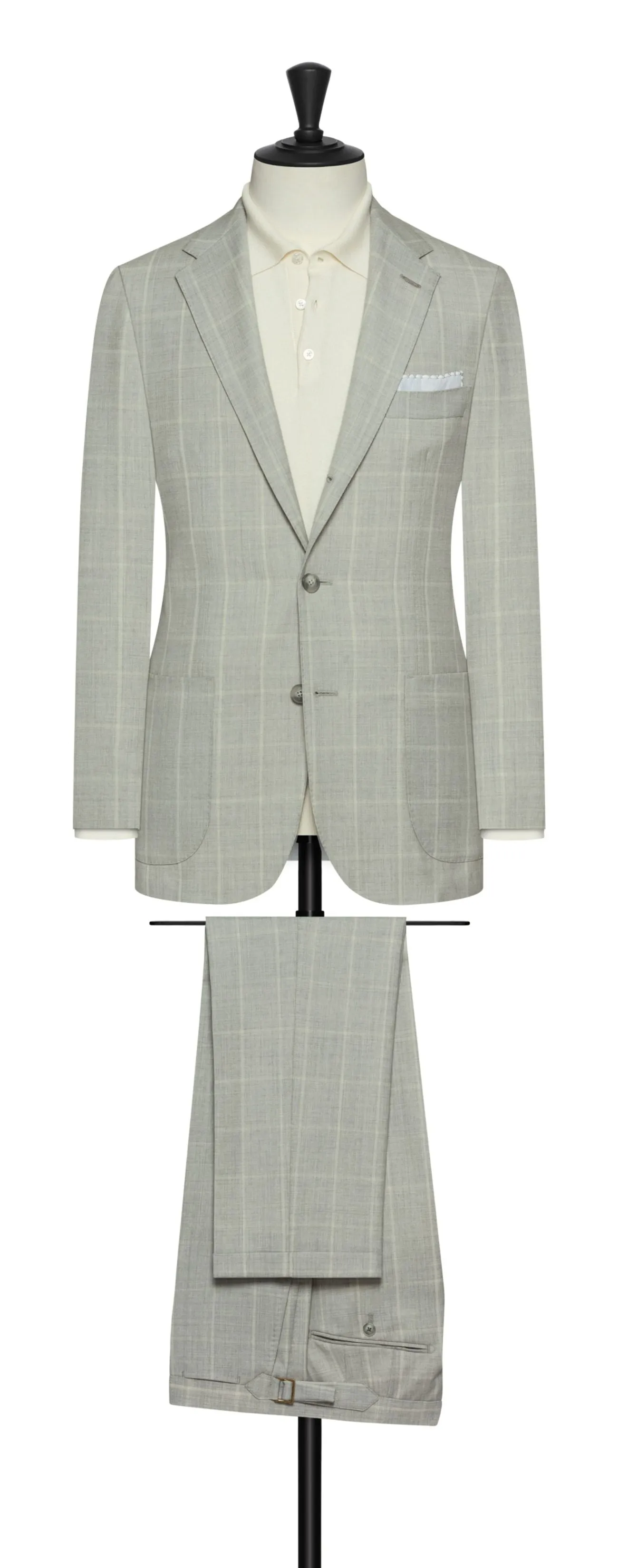 Drago Light Grey S130 Wool with Ivory Windowpane