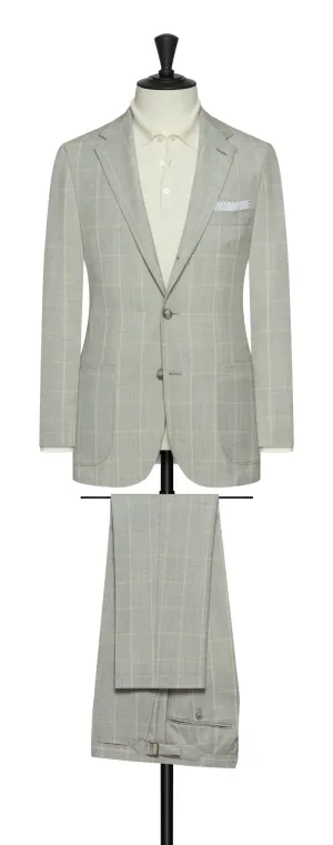 Drago Light Grey S130 Wool with Ivory Windowpane
