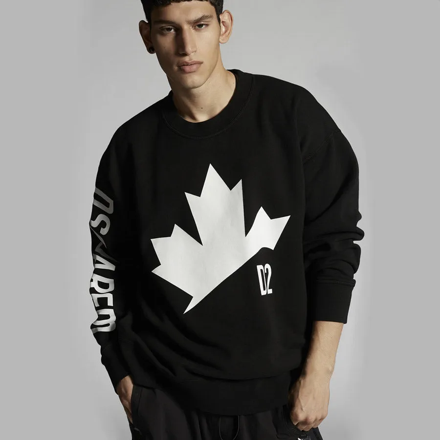 DSQUARED2 - D2 Leaf Oversized Sweatshirt in Black