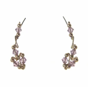 Ear Vine, Gold with Rose Crystals