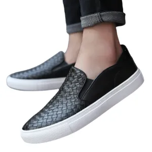 Fashion brand loafers men&#039;s autumn 2021 new England woven breathable Korean casual shoes leather pedal shoes.