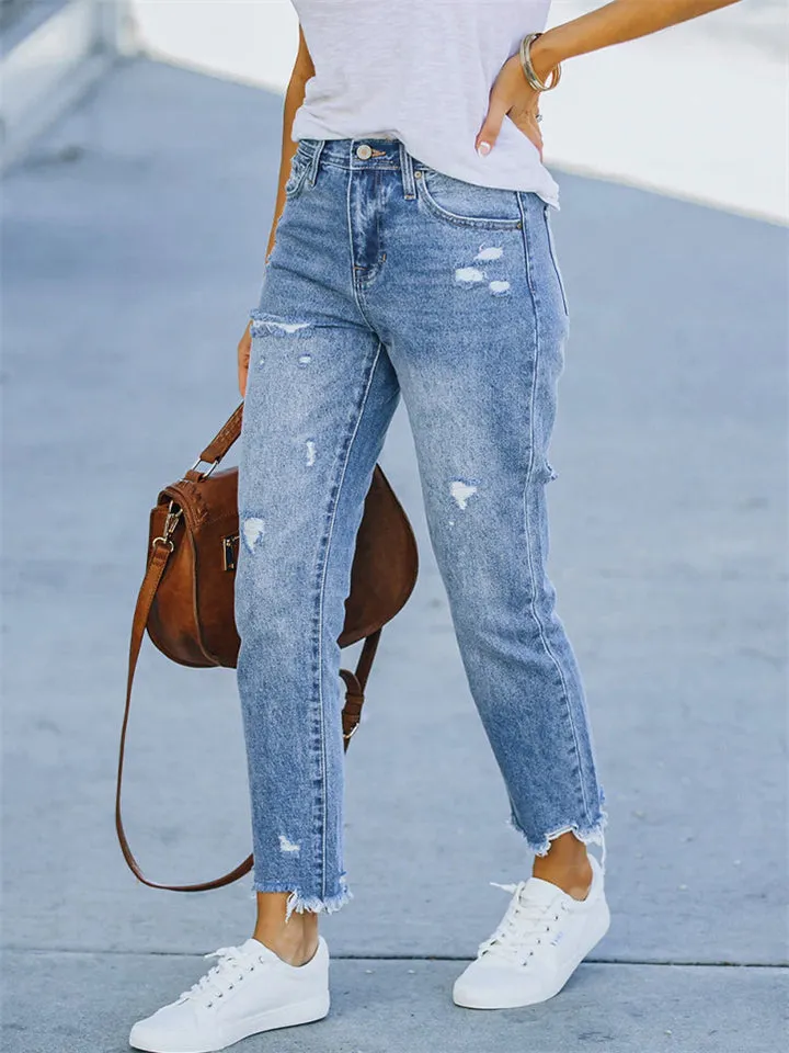 Fashion Skinny Women's Ripped Stretchy Denim Jeans