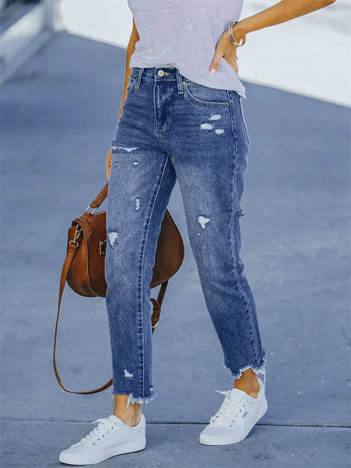 Fashion Skinny Women's Ripped Stretchy Denim Jeans
