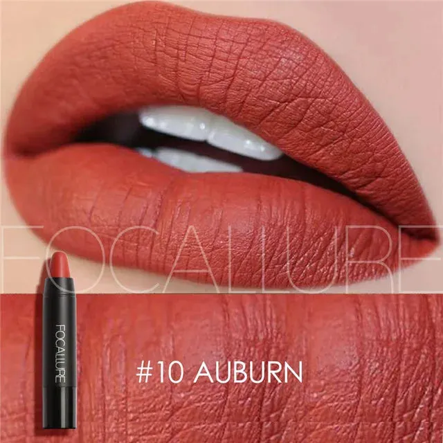 Focallure Waterproof Matte Lipstick – 19 Colors, Soft Texture, Long-Lasting Finish