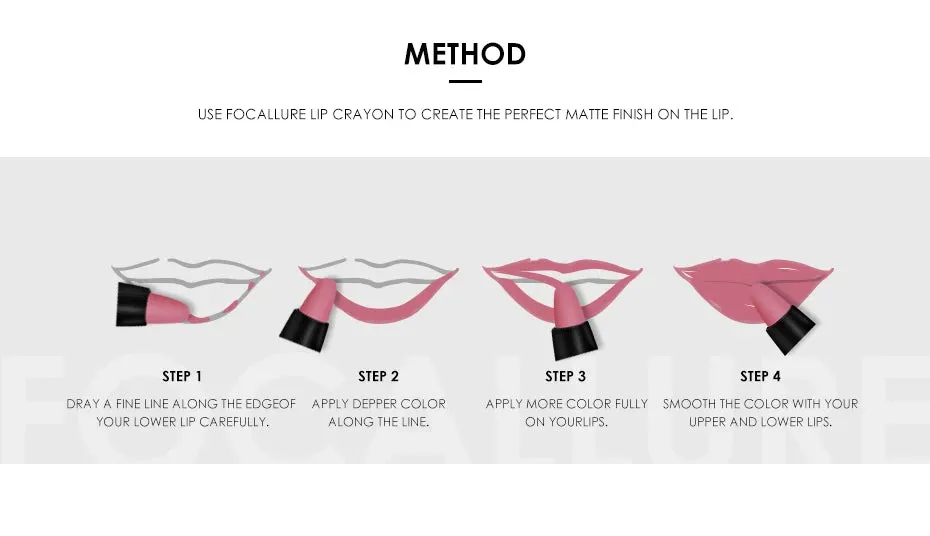 Focallure Waterproof Matte Lipstick – 19 Colors, Soft Texture, Long-Lasting Finish