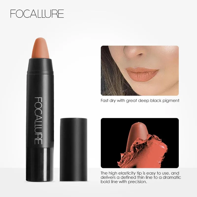Focallure Waterproof Matte Lipstick – 19 Colors, Soft Texture, Long-Lasting Finish