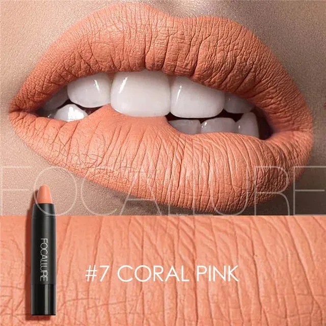 Focallure Waterproof Matte Lipstick – 19 Colors, Soft Texture, Long-Lasting Finish