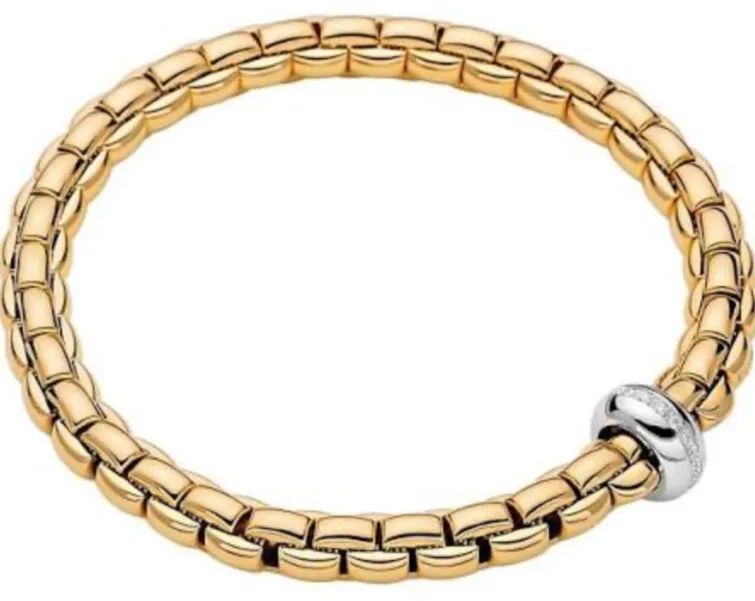 FOPE 'EKA' Large Gold Link Diamond Stretchy Bracelet