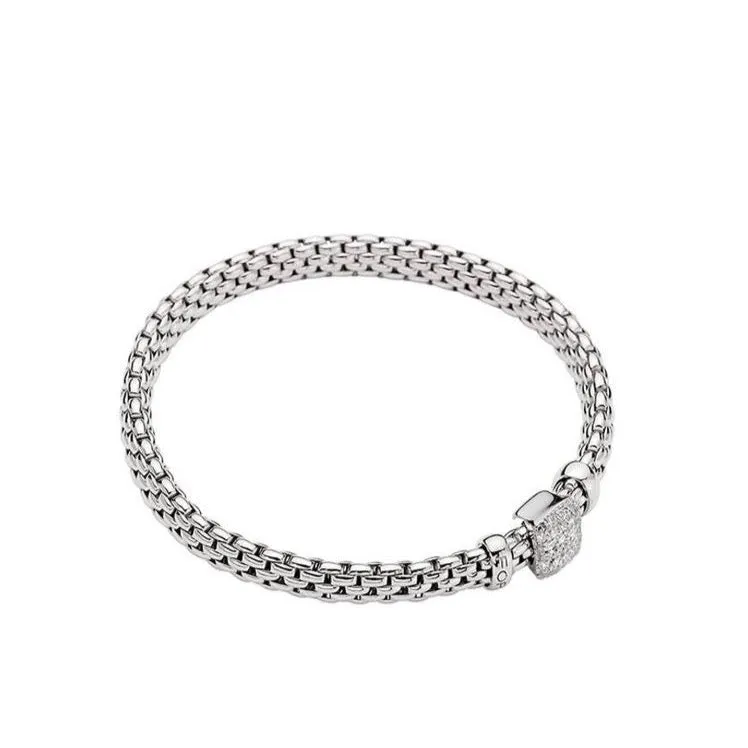 FOPE 'Vendome' Square Rondel Stretchy Bracelet (561B)