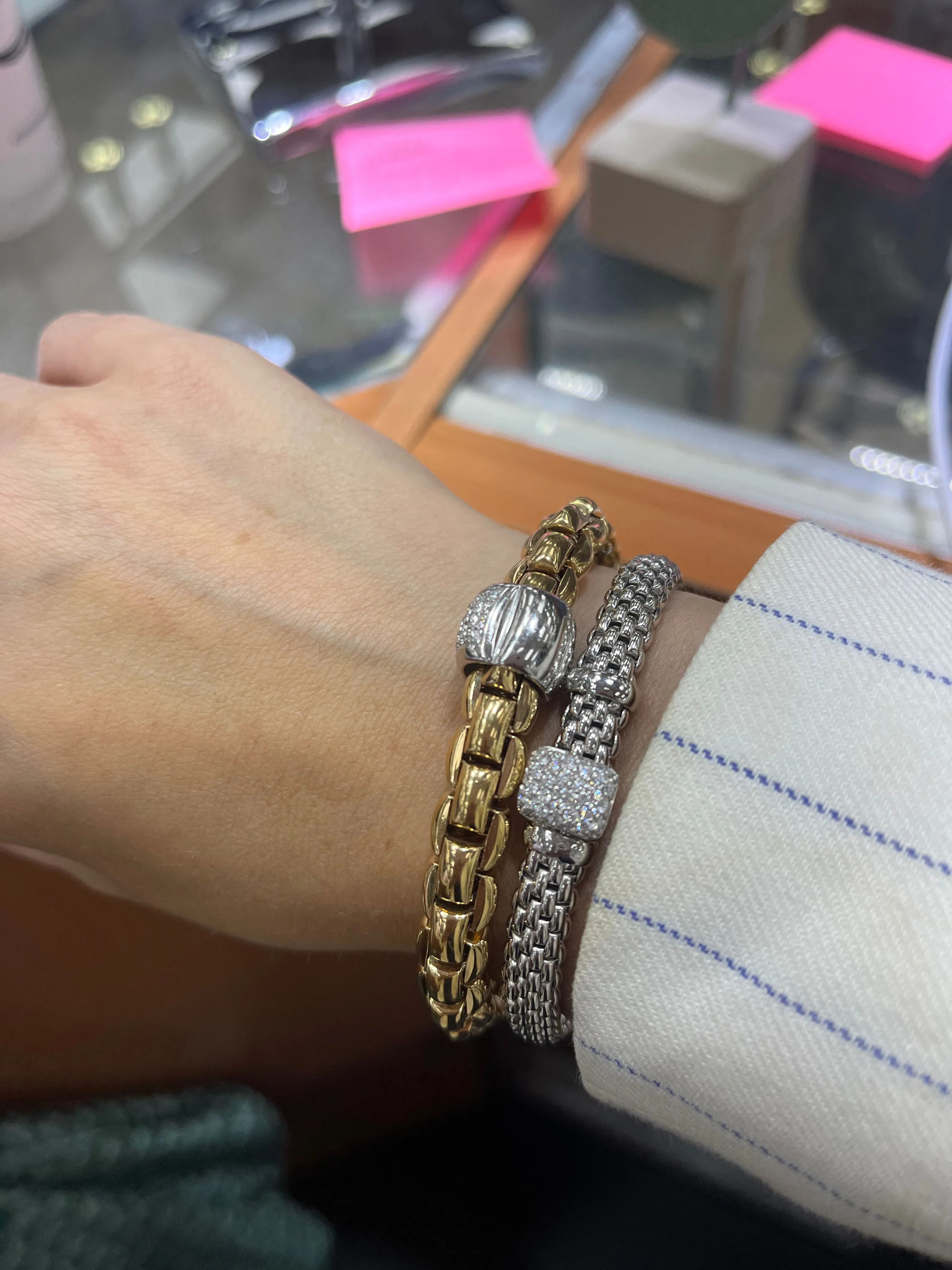FOPE 'Vendome' Square Rondel Stretchy Bracelet (561B)