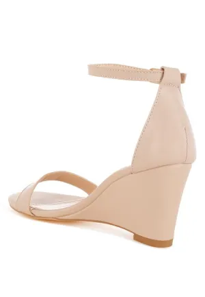 Genuine Leather Slim Wedge Heel Sandals