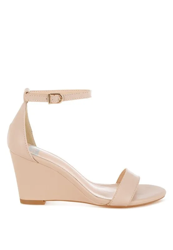 Genuine Leather Slim Wedge Heel Sandals