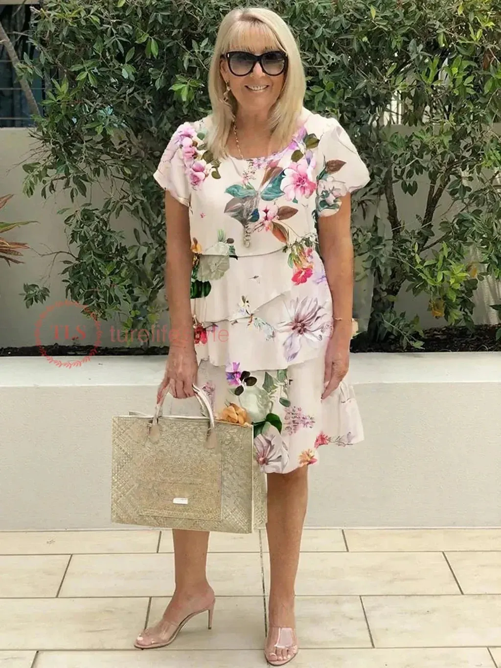 Guila | Cascading Floral Midi Dress