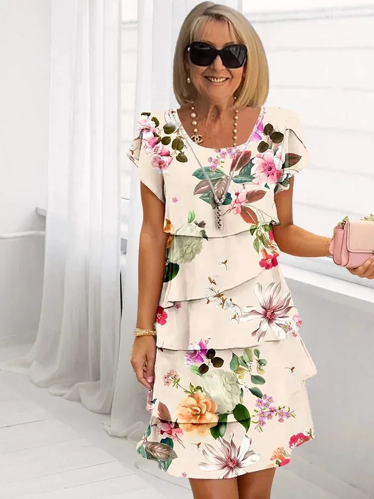 Guila | Cascading Floral Midi Dress