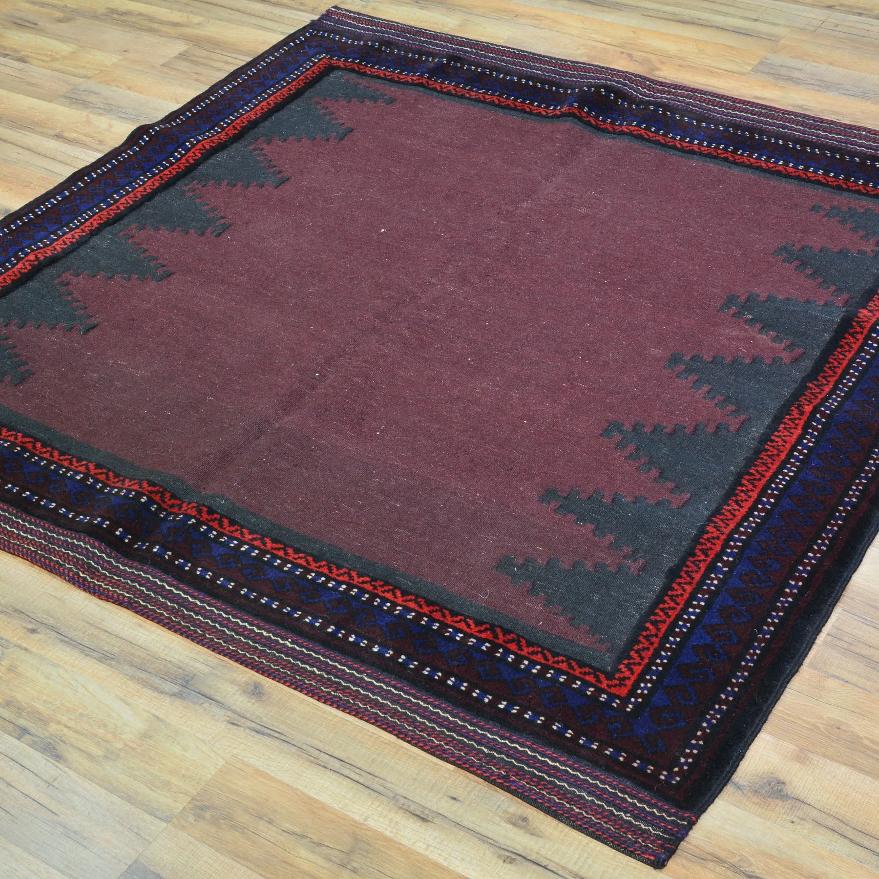 Hand-Woven Afghan Tribal Kilim Oriental Handmade Sumak Wool Rug (Size 4.6 X 4.7) Cwral-10260