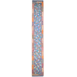 Hand-Woven Flatweave Geometric Design Kilim Handmade Wool (Size 2.5 X 16.0) Cwral-9552