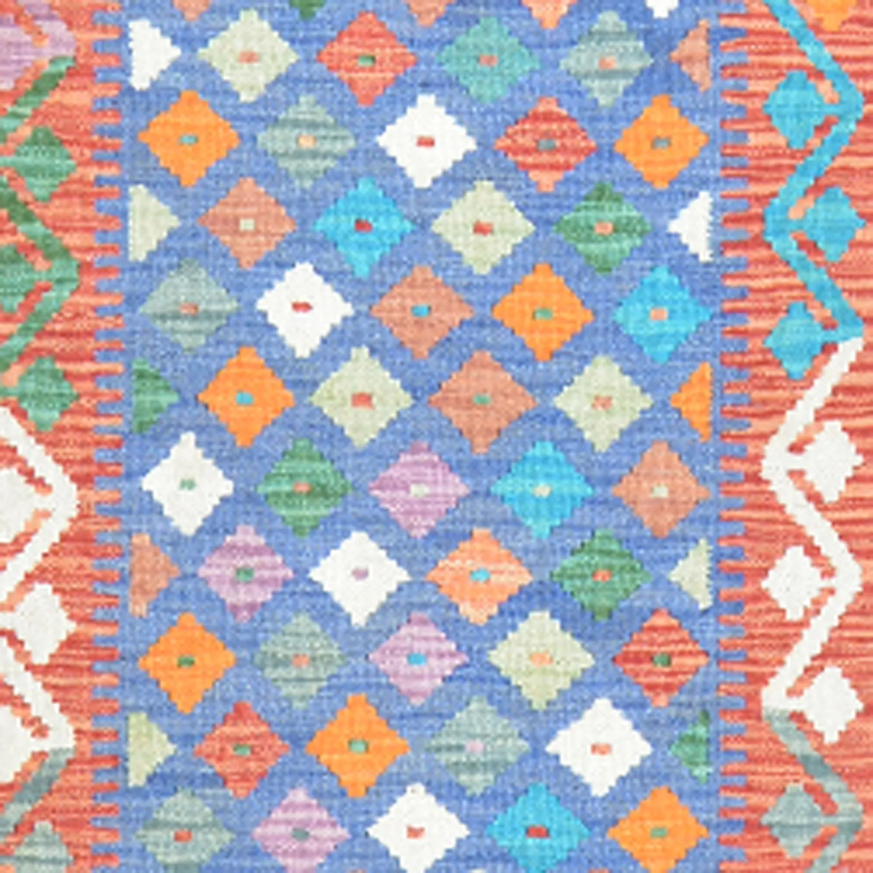 Hand-Woven Flatweave Geometric Design Kilim Handmade Wool (Size 2.5 X 16.0) Cwral-9552