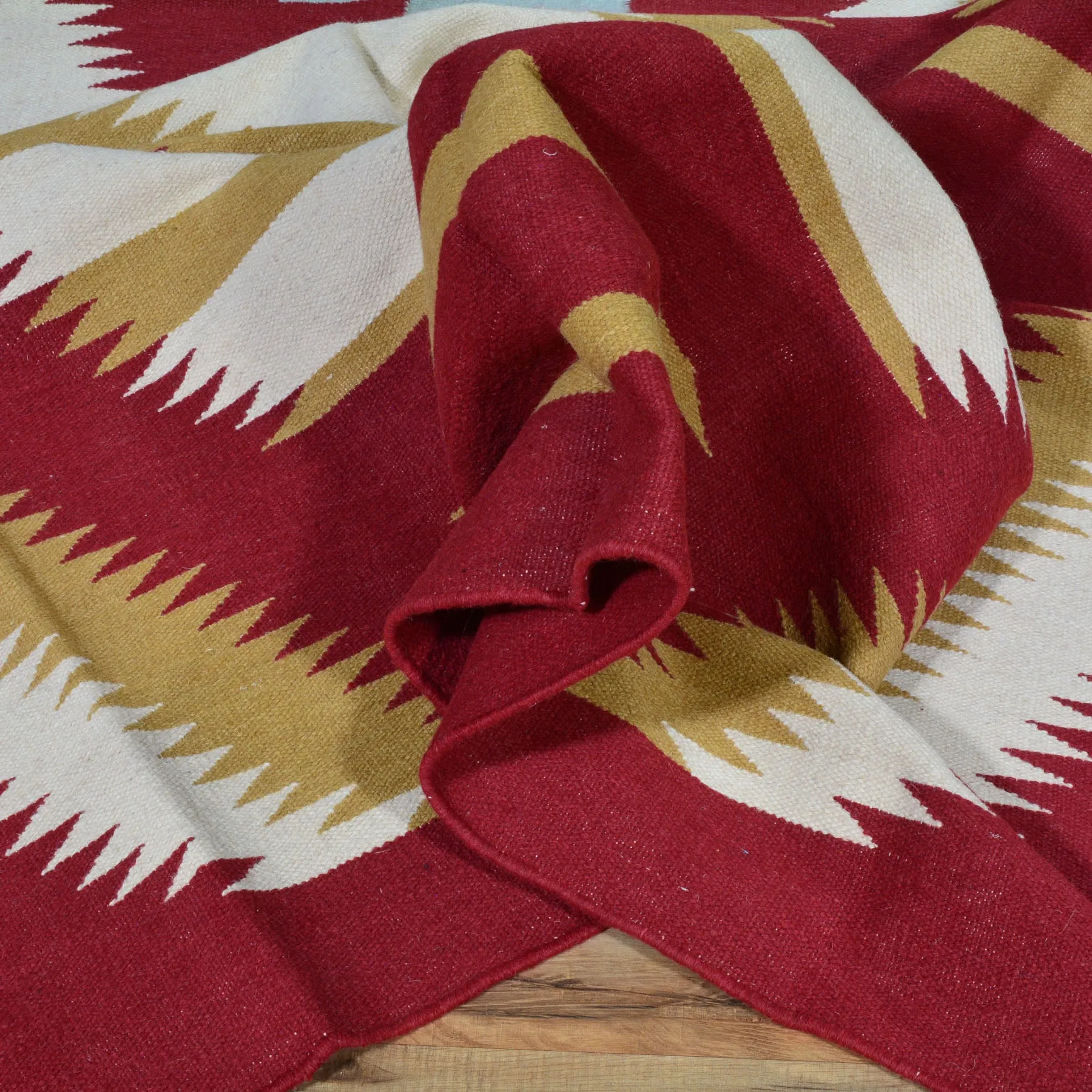 Hand-Woven Reversible Dhurrie Southwestern Design Rug (Size 8.0 X 10.1) Brral-3456