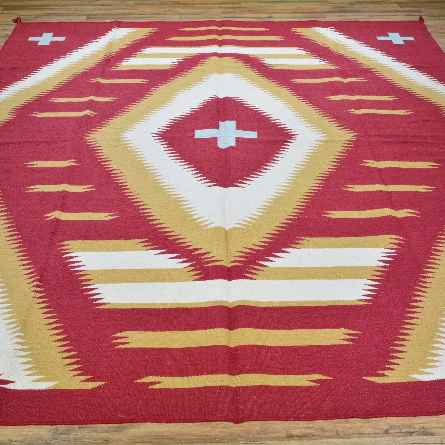 Hand-Woven Reversible Dhurrie Southwestern Design Rug (Size 8.0 X 10.1) Brral-3456