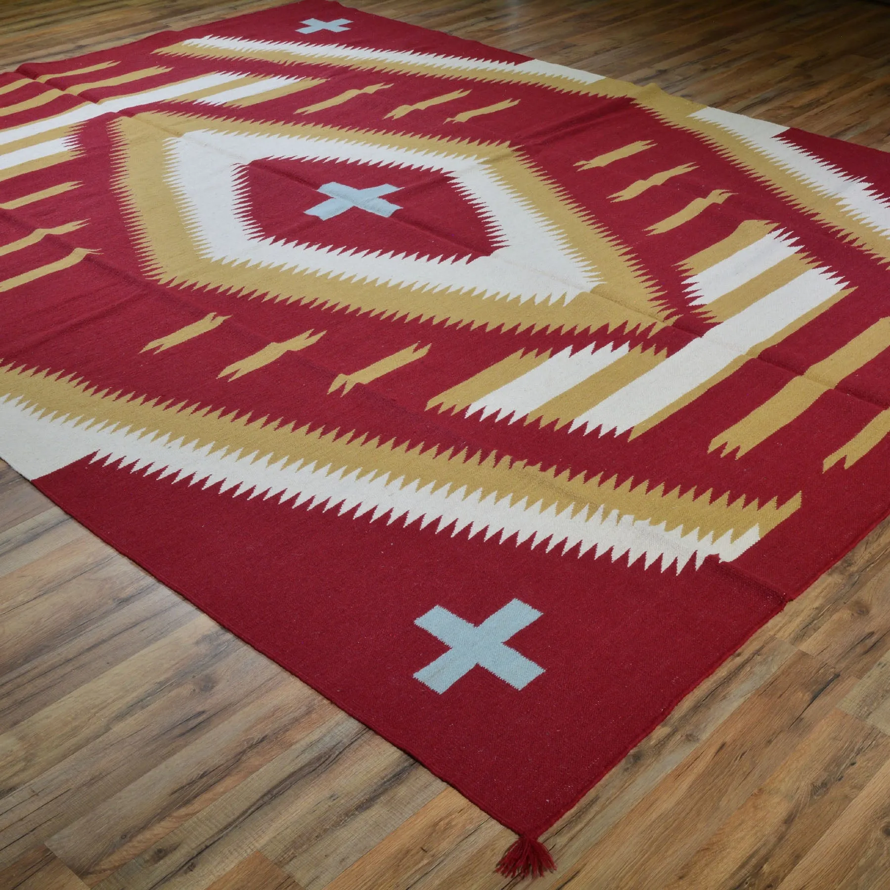 Hand-Woven Reversible Dhurrie Southwestern Design Rug (Size 8.0 X 10.1) Brral-3456