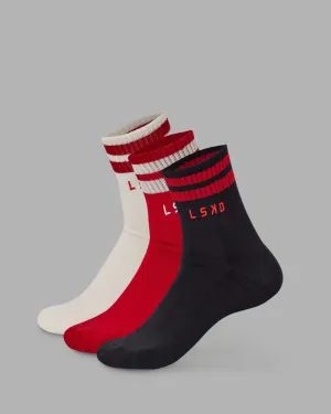 Heritage 3 Pack Quarter Socks - Multi-Cherry