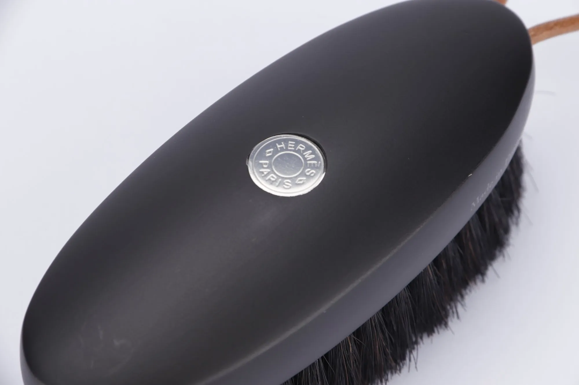 Hermes Black Horse Hair Brush & Black Shoes Horn & Polishing Cream, with Dust Cover