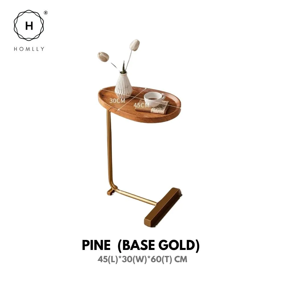 Homlly C-Shaped Minimalist Table Side Sofa Table