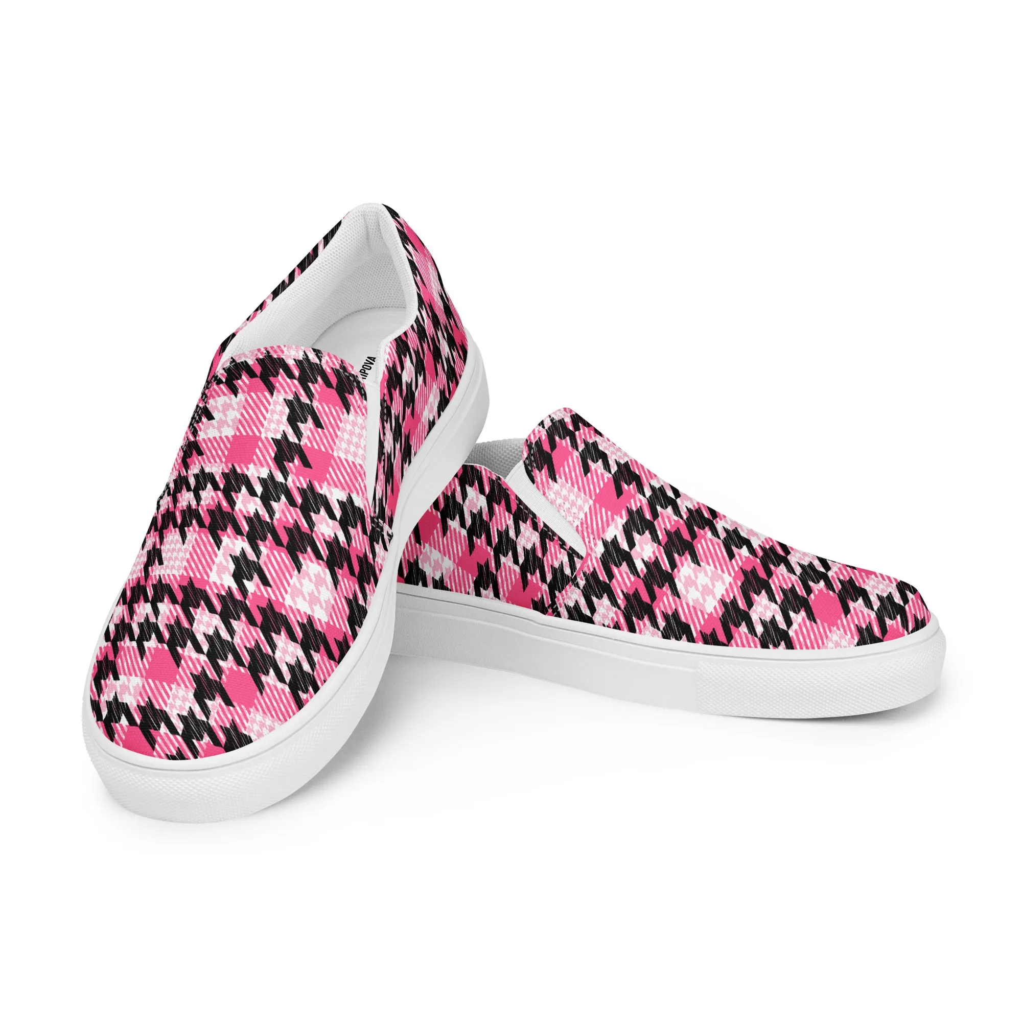 Houndstooth Harmony Slip-on Canvas Shoes
