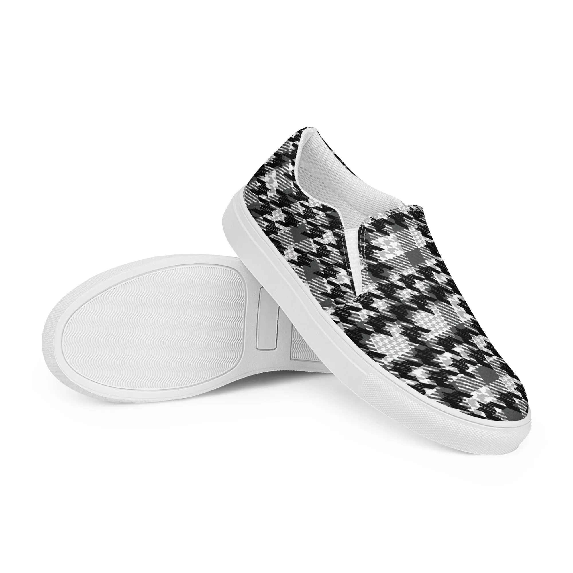Houndstooth Harmony Slip-on Canvas Shoes