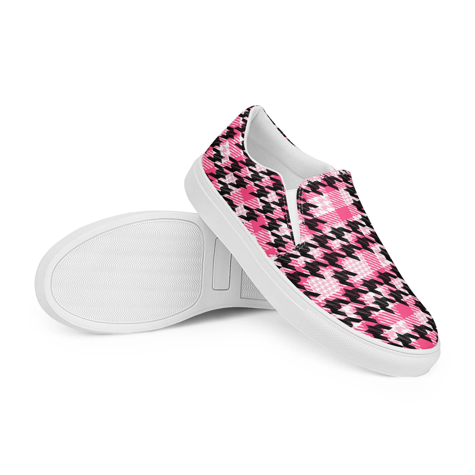 Houndstooth Harmony Slip-on Canvas Shoes
