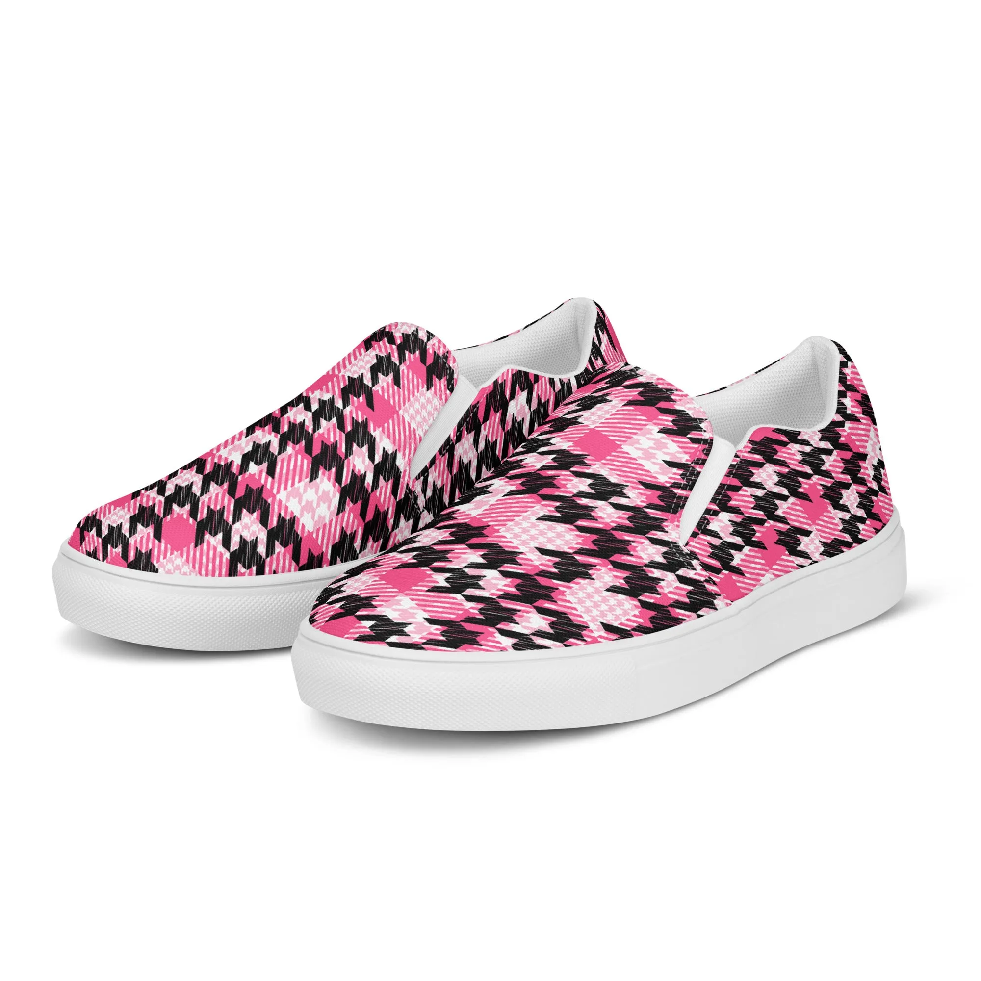 Houndstooth Harmony Slip-on Canvas Shoes