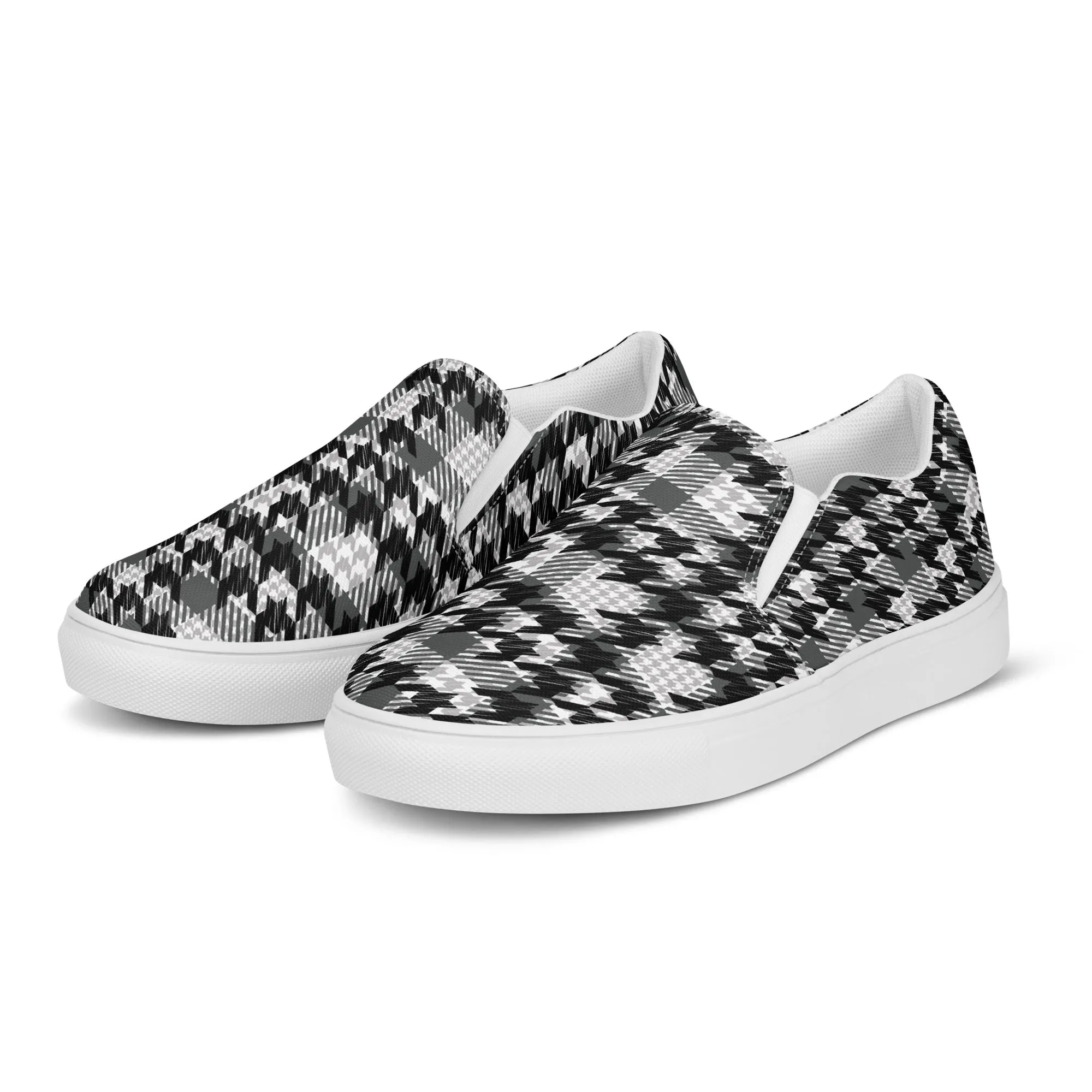 Houndstooth Harmony Slip-on Canvas Shoes