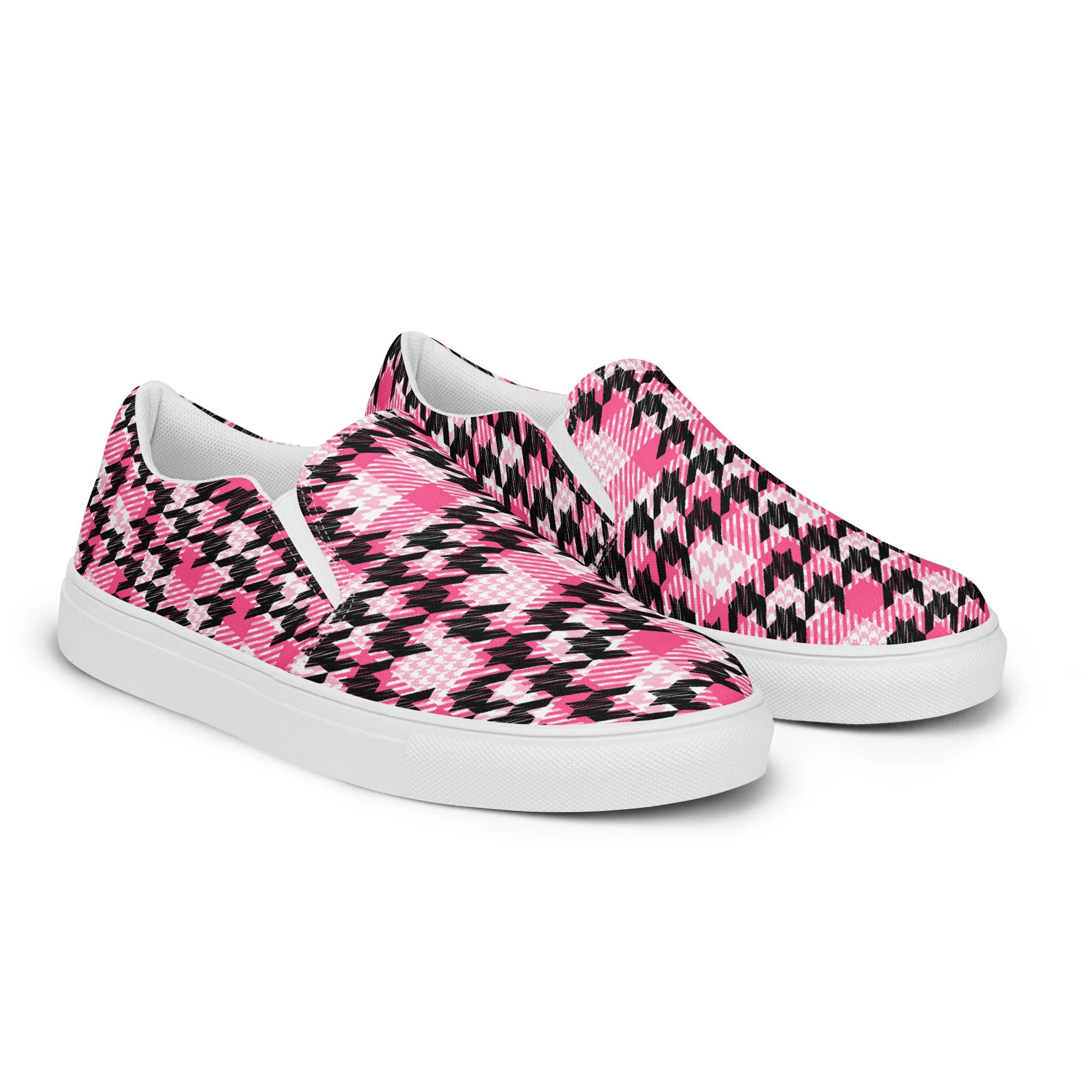 Houndstooth Harmony Slip-on Canvas Shoes