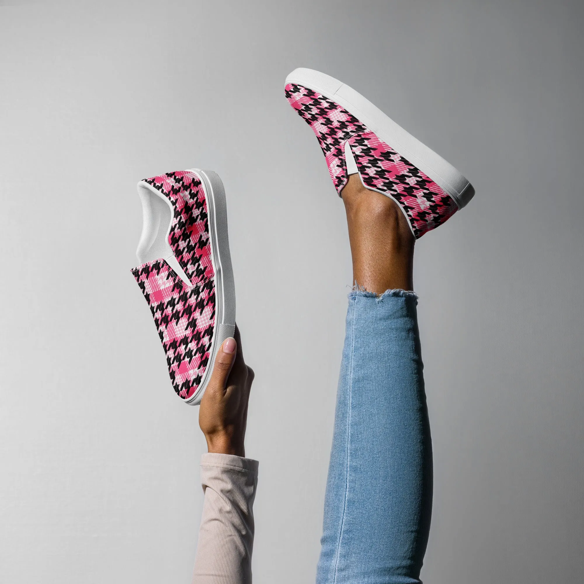 Houndstooth Harmony Slip-on Canvas Shoes