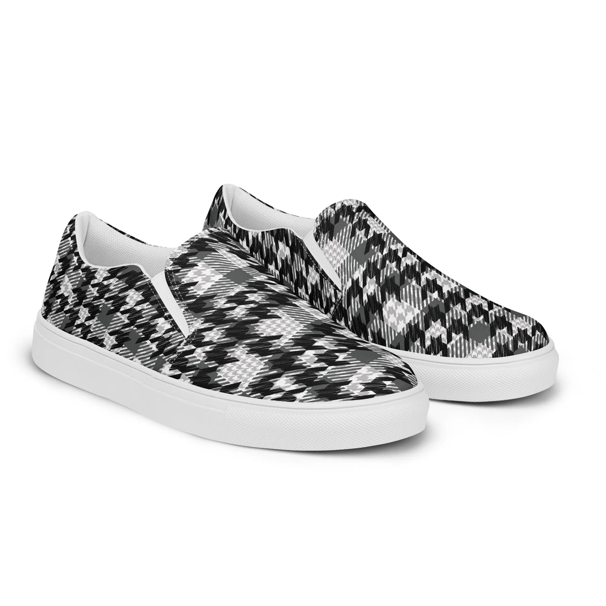 Houndstooth Harmony Slip-on Canvas Shoes