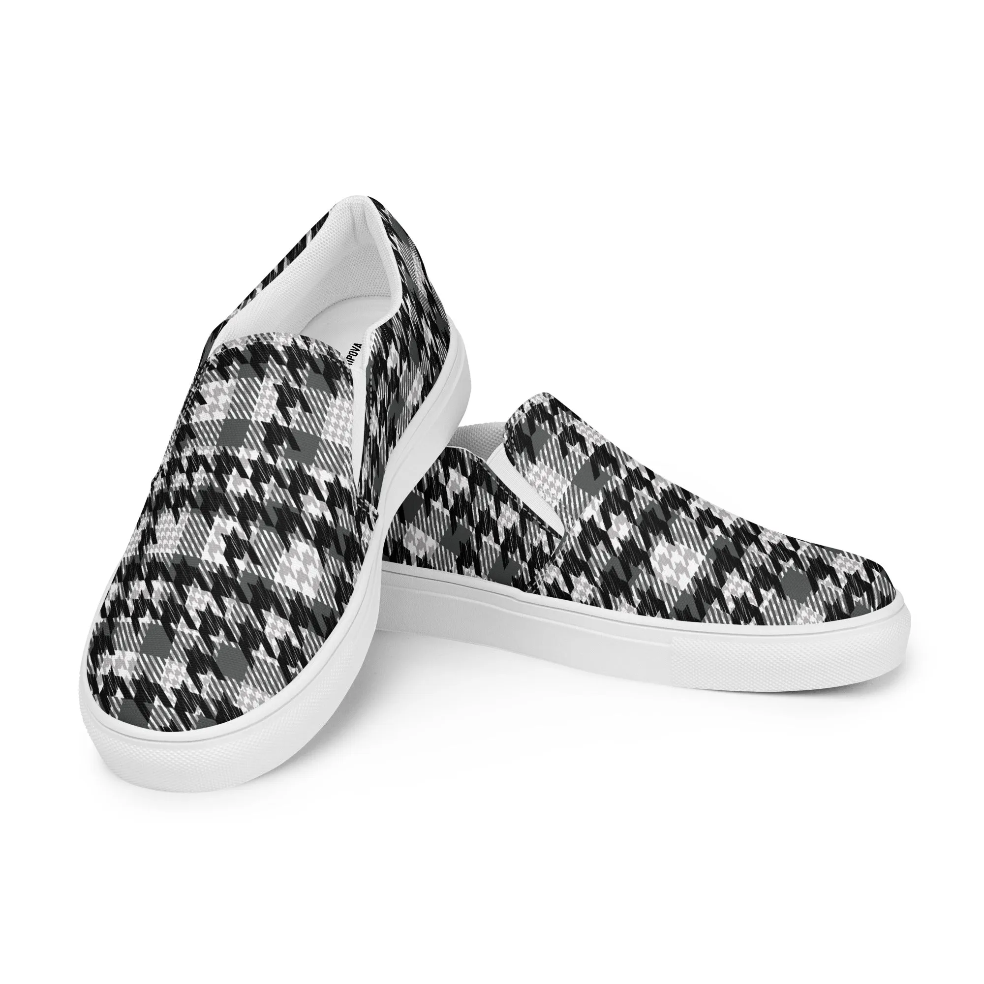 Houndstooth Harmony Slip-on Canvas Shoes