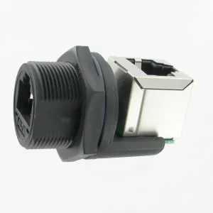 IP67 RJ45 panel rt angle coupler mated w/p