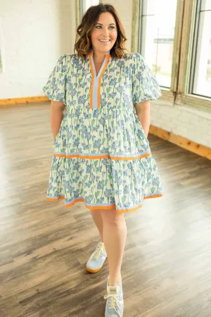 IRIS PLUS FLORAL BABY DOLL MINI DRESS